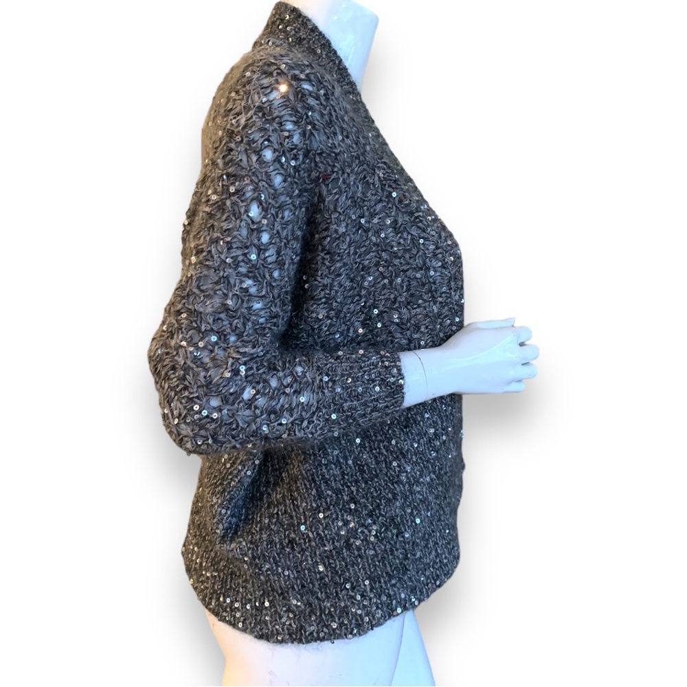 Express Open Front Sequin Charcoal Grey Cardigan.… - image 3